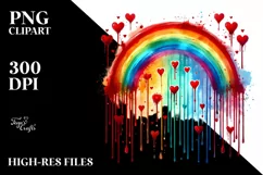 Washed Watercolor Rainbow with Blood and Hearts PNG Product Image 2