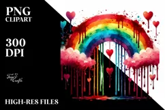 Washed Watercolor Rainbow with Blood and Hearts PNG Product Image 2