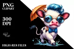 Cute Baby Cow Running PNG Product Image 3