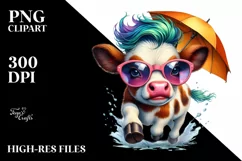 Cute Baby Cow Running PNG Product Image 1