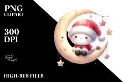 Santa on Moon with Snow PNG Product Image 2