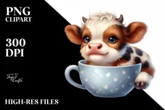 Cute Highland Cow in a Cup Watercolor Product Image 3