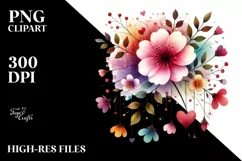 Simple Watercolor Flower Hearts PNG Product Image 2