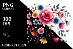 Simple Watercolor Flower Hearts PNG Product Image 2