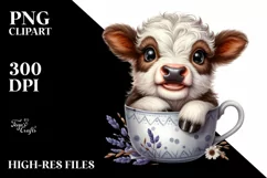 Cute Highland Cow Smiling in Cup | Sublimation | Clipart Product Image 3