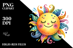 Colorful Whimsical Sun in Watercolor Product Image 2