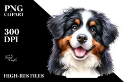Cute Bernese Mountain Dog with Big Eyes PNG Product Image 2