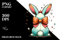 Colorful Vintage Bunny PNG Product Image 2