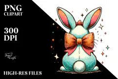 Colorful Vintage Bunny PNG Product Image 2