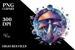 Celestial Mushroom in Vivid Colors, PNG Product Image 2
