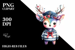 Colorful Deer Sailor Suit Watercolor | Sublimation | Clipart Product Image 3
