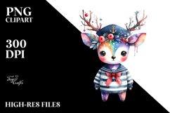 Colorful Deer Sailor Suit Watercolor | Sublimation | Clipart Product Image 3