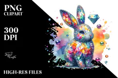 Colorful Bunny Made of Diamonds, PNG Product Image 2