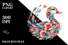 Duck Flowers Vibrant | Sublimation | Clipart Product Image 1