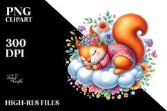 Sleeping Baby Squirrel Dressed | Sublimation | Clipart Product Image 2