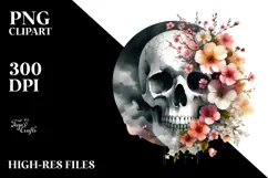 Skulls with Spring Flowers, Transparent PNG Product Image 2