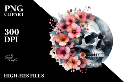 Skulls with Spring Flowers, Transparent PNG Product Image 2