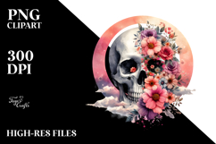 Skulls with Spring Flowers, Transparent PNG Product Image 2