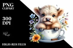 Small Baby Highland Cow | Sublimation | Clipart Product Image 1
