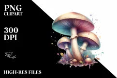 Glossy Mushroom Watercolor Splash PNG Product Image 3