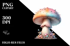 Glossy Mushroom Watercolor Splash PNG Product Image 1