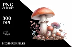 Glossy Mushroom Watercolor Splash PNG Product Image 1