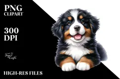 Cute Bernese Mountain Dog with Big Eyes, PNG Product Image 2