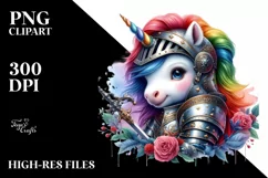 Colorful Knight's Armor Unicorn PNG Product Image 1