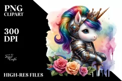 Colorful Knight's Armor Unicorn PNG Product Image 1