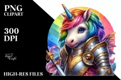 Colorful Baby Unicorn in Knight's Armor Product Image 3