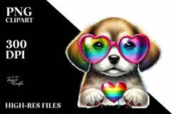 Puppy with Heart-Shaped Sunglasses, PNG Product Image 2