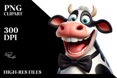 Holstein Cow with Bow Tie PNG Product Image 2