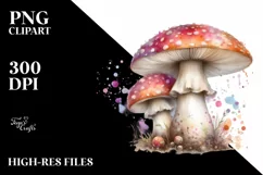 Glossy Mushroom Watercolor Splash PNG Product Image 1