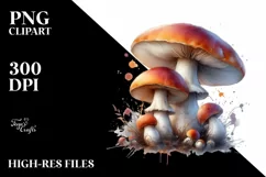 Glossy Mushroom Watercolor Splash PNG Product Image 3