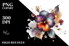 Shiny Insertions Abstract Watercolor Pansy | Clipart Product Image 2