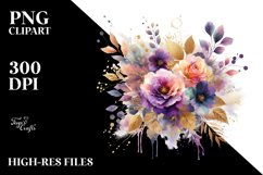 Colorfull Bouquet with Violet Splash | Sublimation | Clipart Product Image 1