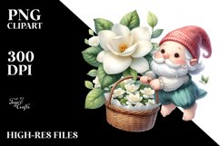 Floating Gnome with Gardenia PNG Product Image 2