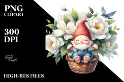 Floating Gnome with Gardenia PNG Product Image 2