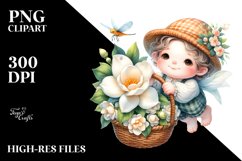 Floating Gnome with Gardenia PNG Product Image 2