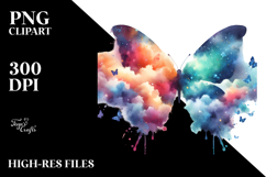 Colorful Butterfly Painting with Butterfly Silhouettes, PNG Product Image 2