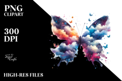 Colorful Butterfly Painting with Butterfly Silhouettes, PNG Product Image 2