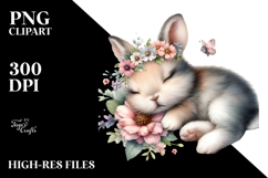 Digital Watercolor Cute Baby Bunny PNG Product Image 2
