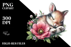 Digital Watercolor Cute Baby Bunny PNG Product Image 2
