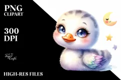 Colorful Smiling Baby Snow Goose Clipart Product Image 3