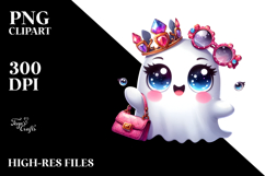 Cute Ghost with Glam Accessories PNG Product Image 2