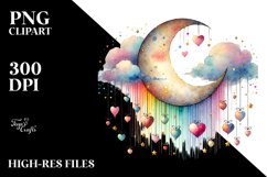 Simple Adorned Half Moon Hearts PNG Product Image 2