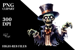 Funny Halloween Clipart with Zombie PNG Product Image 2