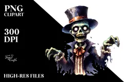 Funny Halloween Clipart with Zombie PNG Product Image 2