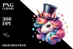 Colorful Magician's Hat Unicorn PNG Product Image 1