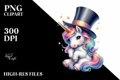Colorful Magician's Hat Unicorn PNG Product Image 3